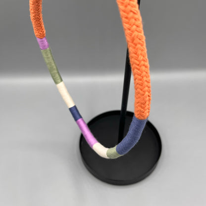 Thread Wrapped Rope Necklace - Orange Pastel Stripe