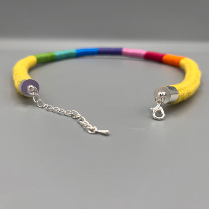 Thread Wrapped Rope Necklace - Yellow Rainbow