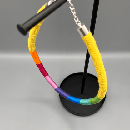 Thread Wrapped Rope Necklace - Yellow Rainbow