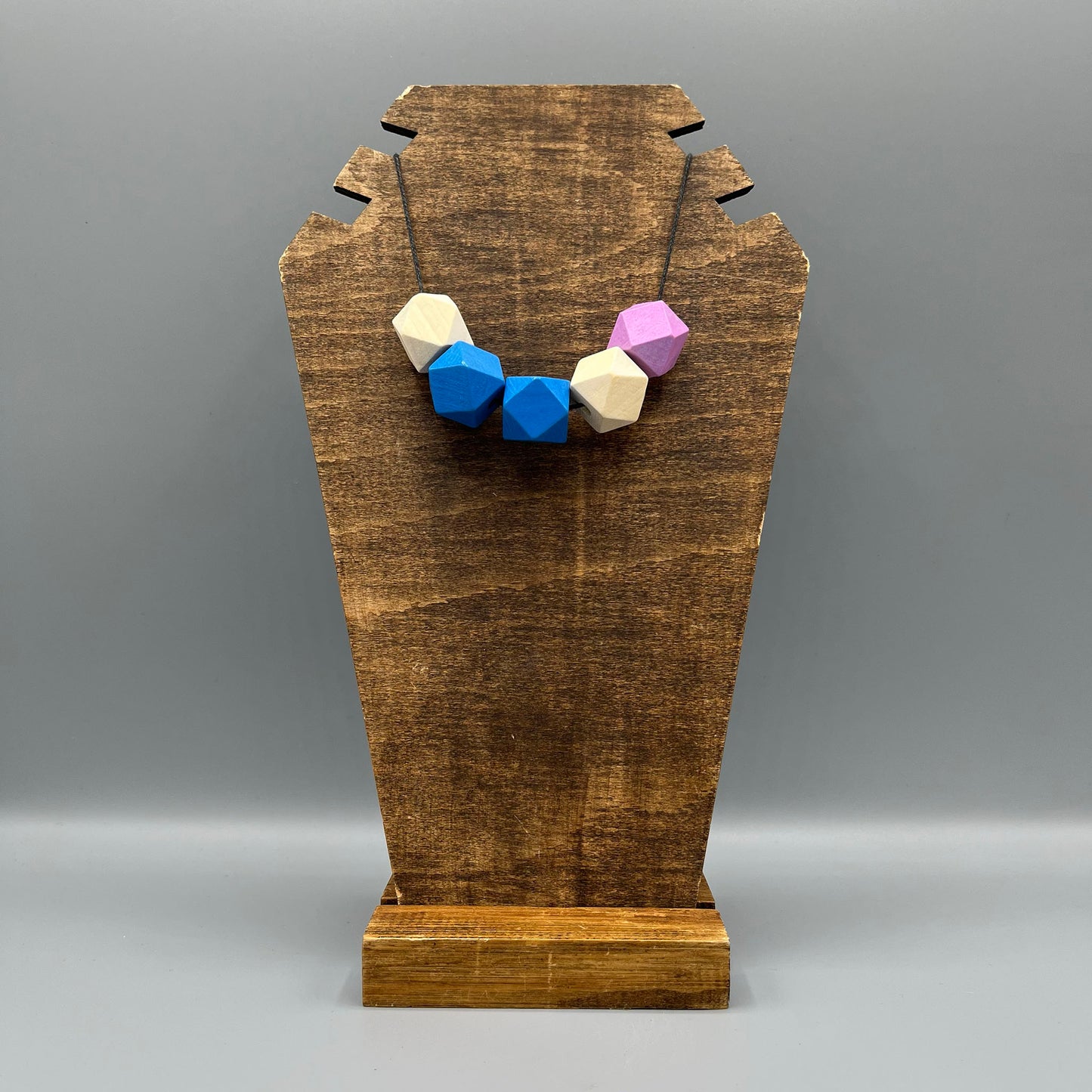 Wooden Bead Necklace – Blue & Purple
