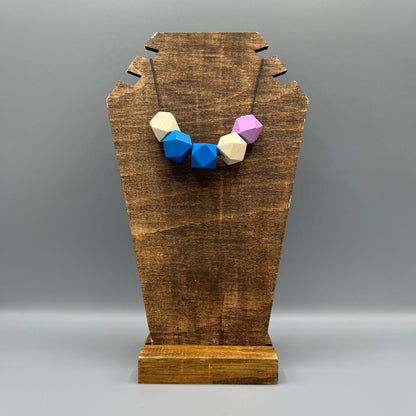 Wooden Bead Necklace – Blue & Purple