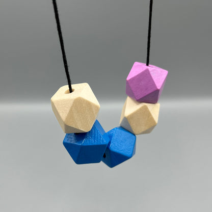 Wooden Bead Necklace – Blue & Purple