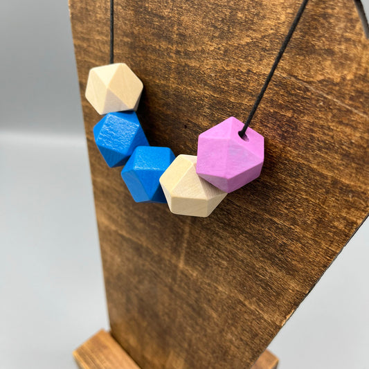 Wooden Bead Necklace – Blue & Purple