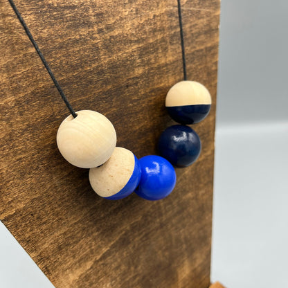 Wooden Bead Necklace – Blue & Navy