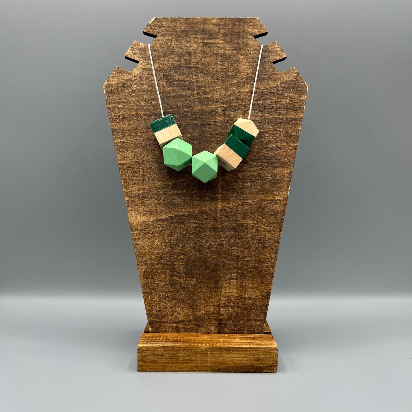 Wooden Bead Necklace – Mint & Forest Green