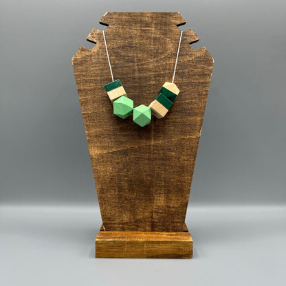 Wooden Bead Necklace – Mint & Forest Green