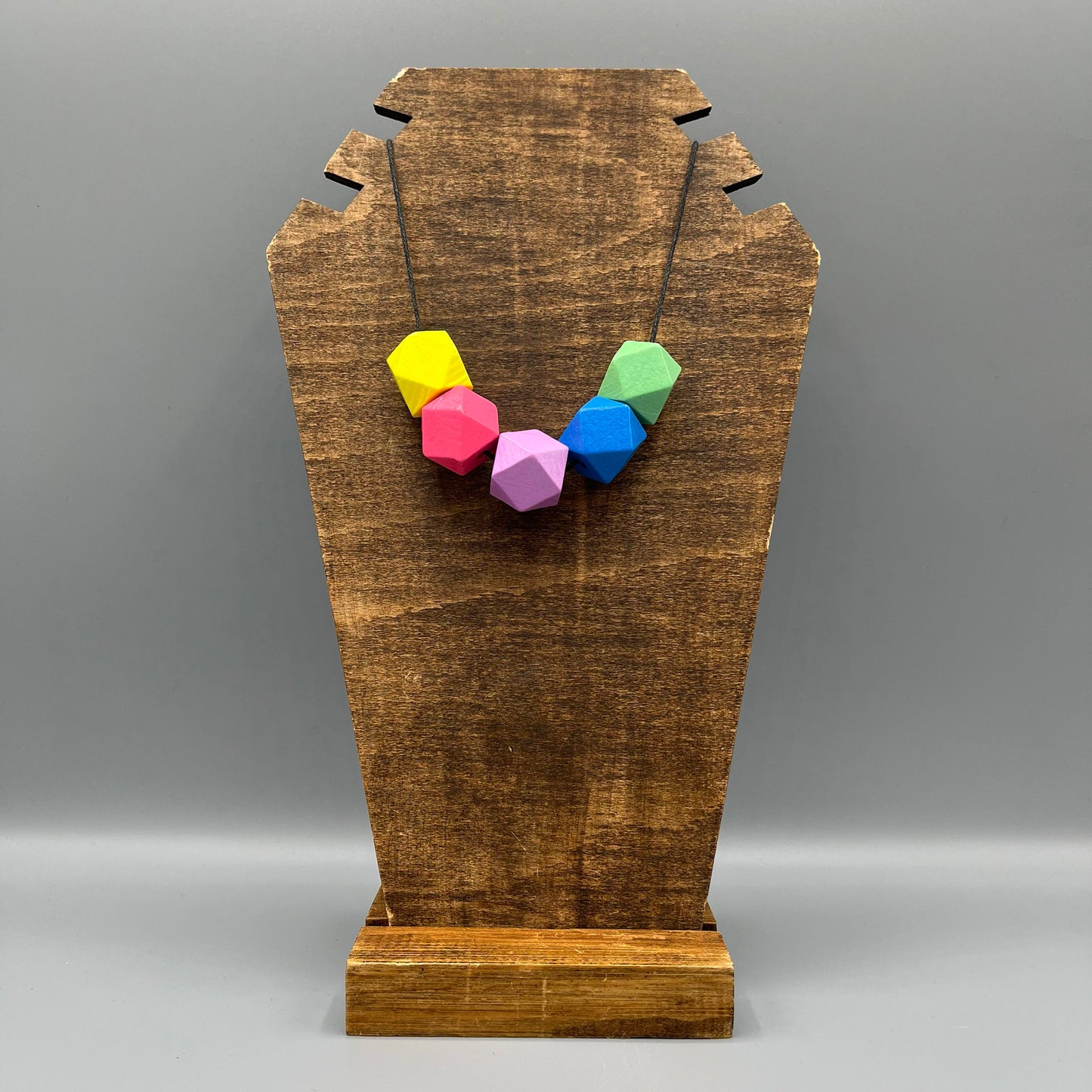Wooden Bead Necklace – Rainbow