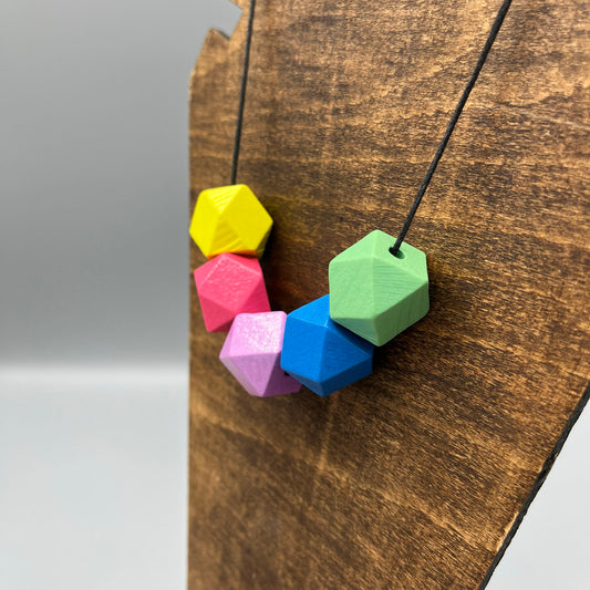 Wooden Bead Necklace – Rainbow