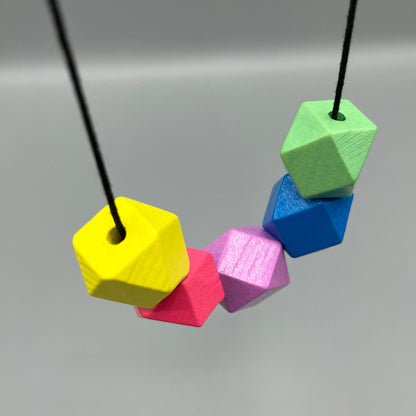 Wooden Bead Necklace – Rainbow