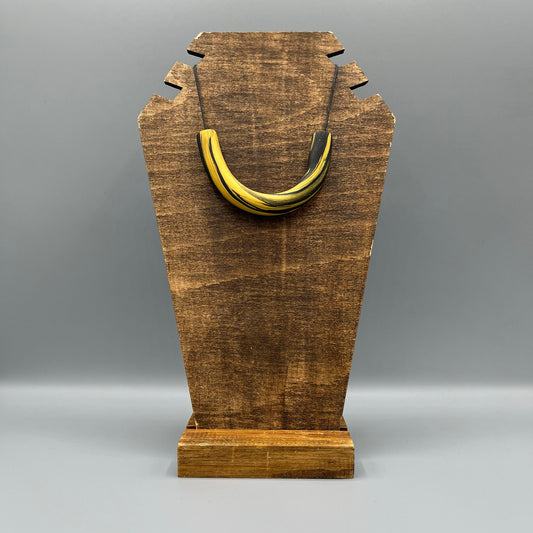 Polymer Clay Tubular Necklace – Marbled Gold & Black