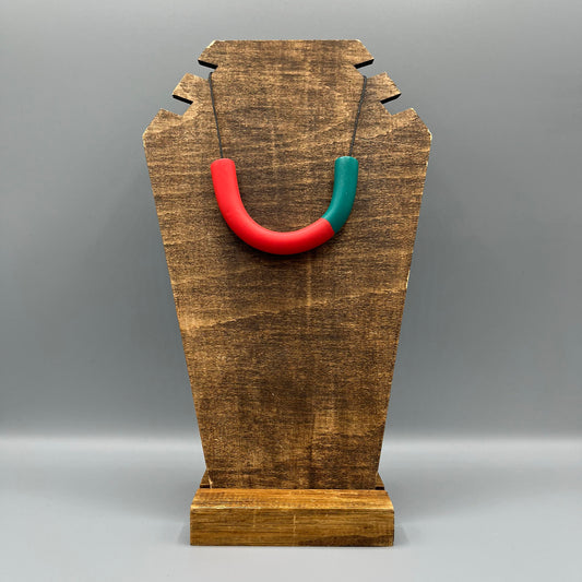 Polymer Clay Tubular Necklace – Red & Green