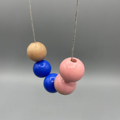 Wooden Bead Necklace – Blue & Baby Pink