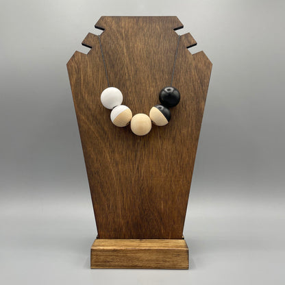 Wooden Bead Necklace – Black & White