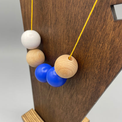 Wooden Bead Necklace – Blue & White