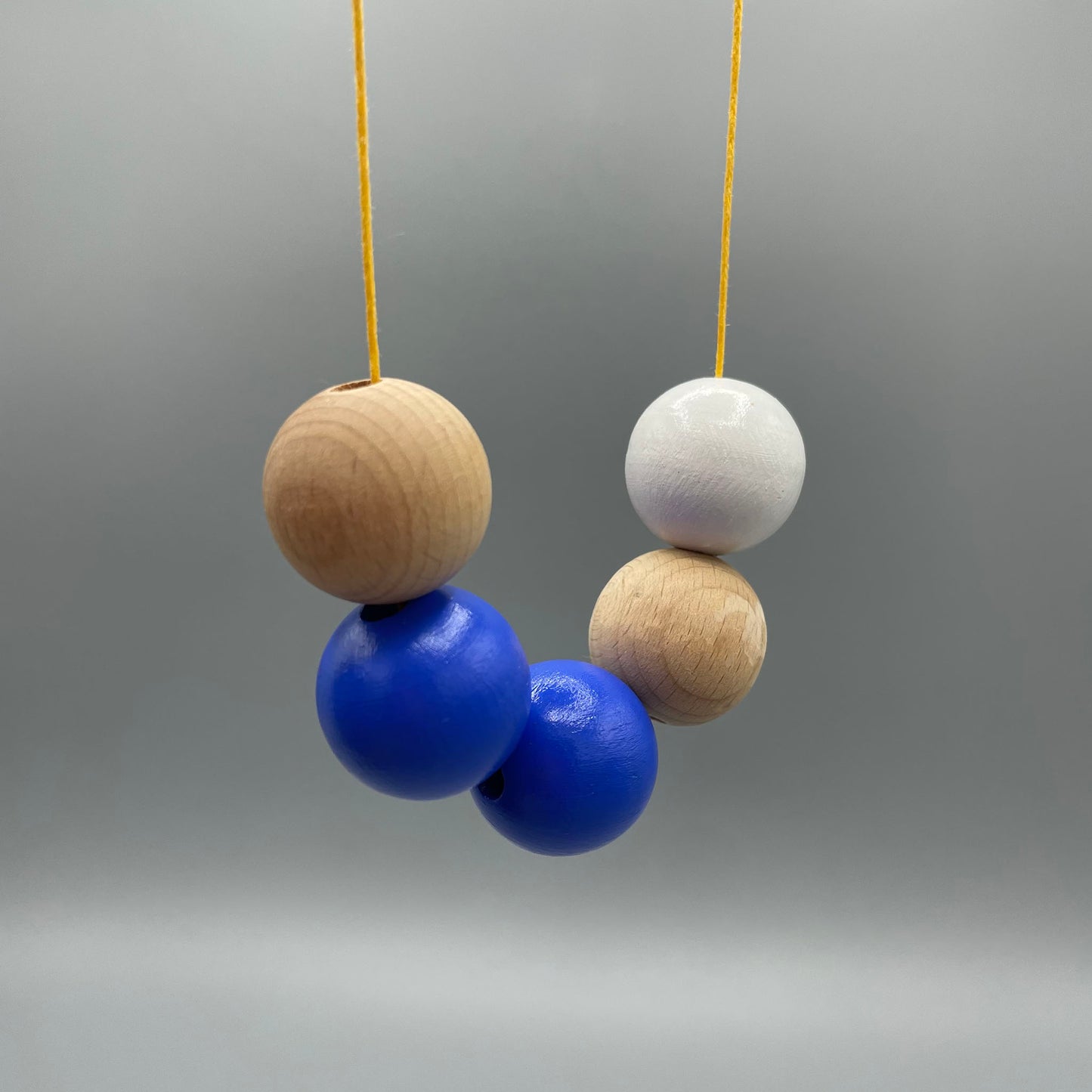 Wooden Bead Necklace – Blue & White