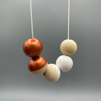 Wooden Bead Necklace – Copper & White