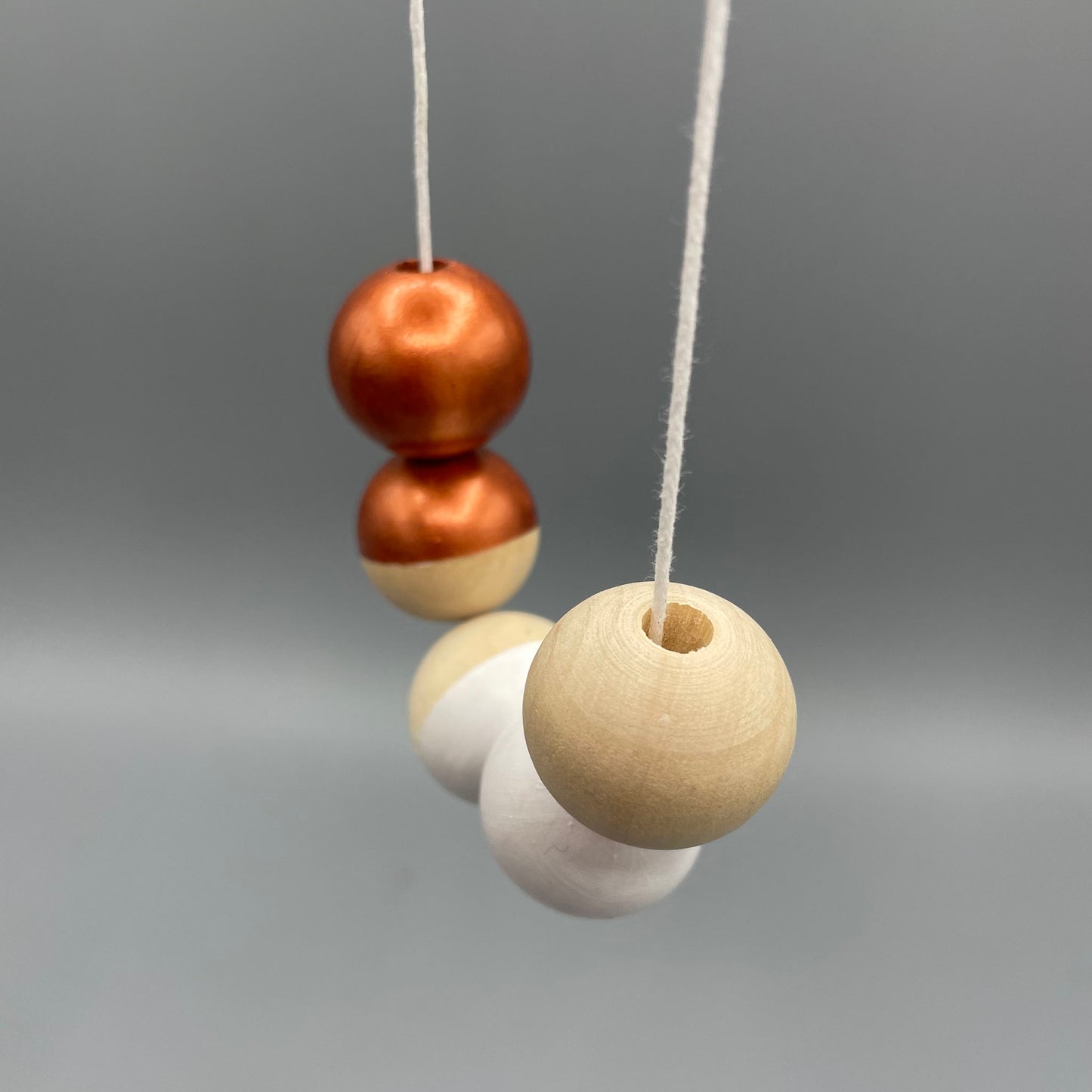 Wooden Bead Necklace – Copper & White