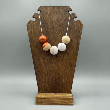 Wooden Bead Necklace – Copper & White