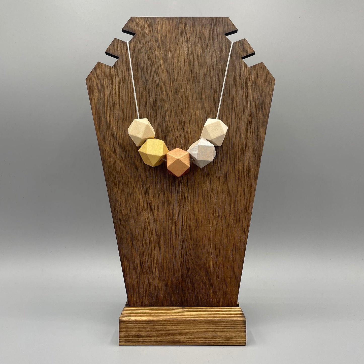 Wooden Bead Necklace – Gold, Copper & Silver