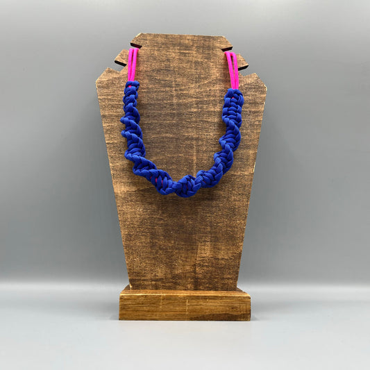 Paracord Macrame Necklace - Blue & Neon Pink