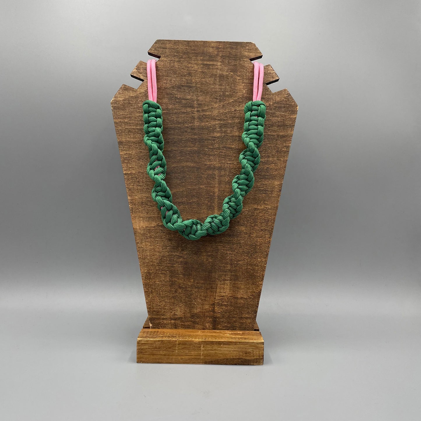 Paracord Macrame Necklace - Green & Pink