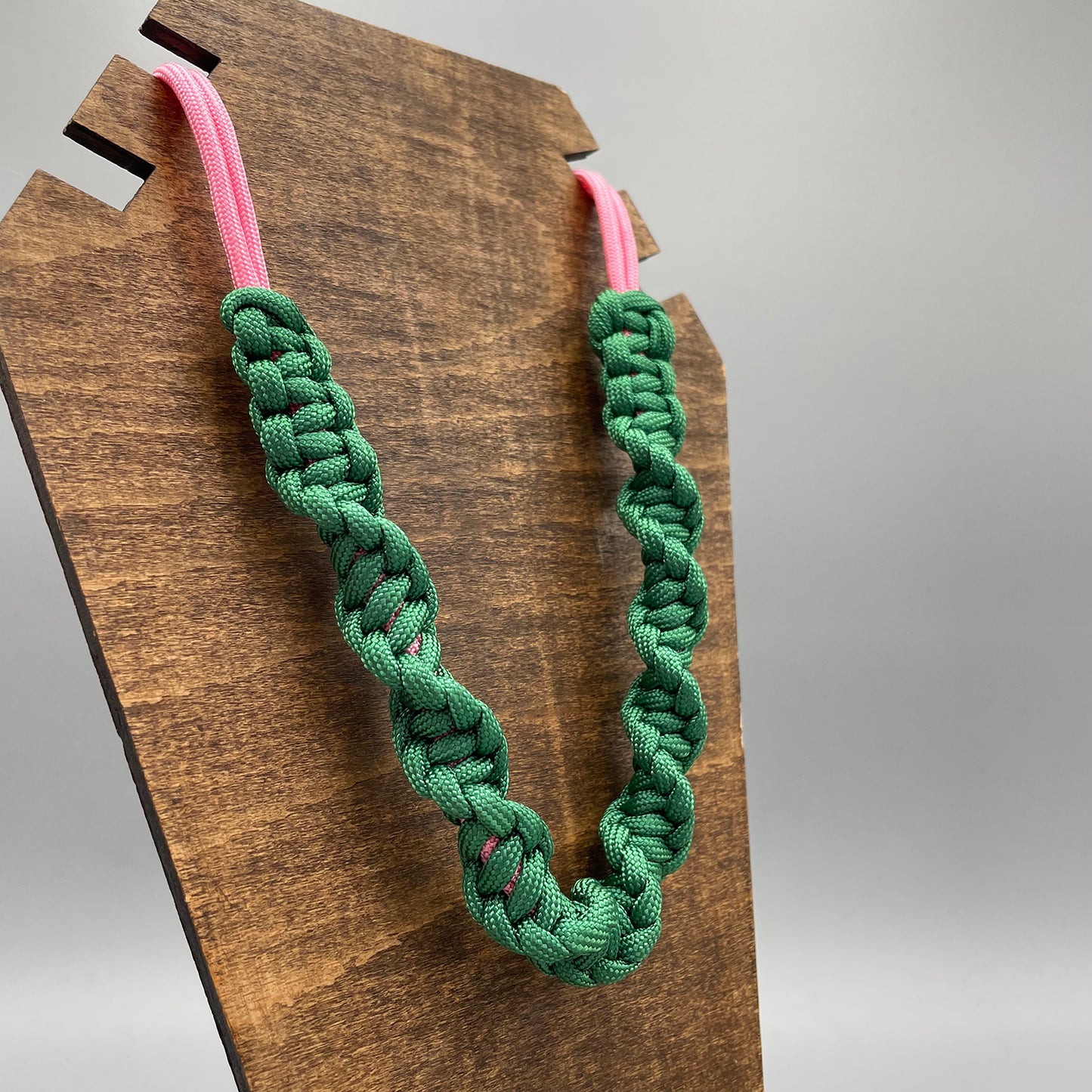 Paracord Macrame Necklace - Green & Pink