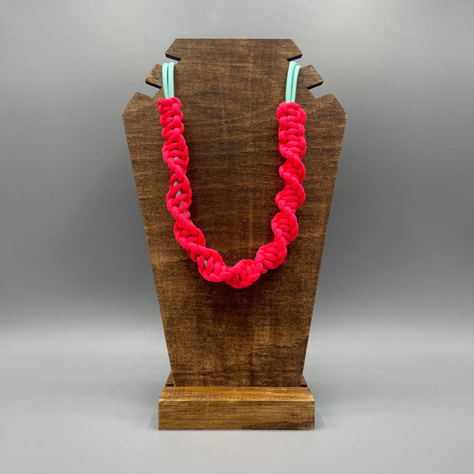 Paracord Macrame Necklace - Neon Pink & Mint