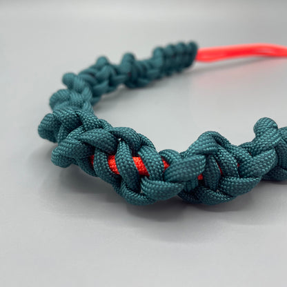 Paracord Macrame Necklace - Peacock Green & Neon Red