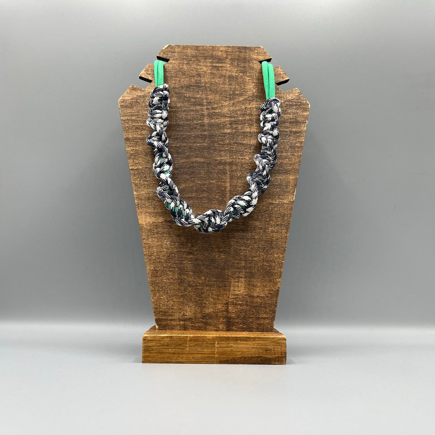 Paracord Macrame Necklace - Navy Checks