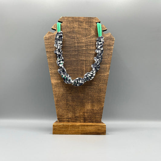 Paracord Macrame Necklace - Navy Checks