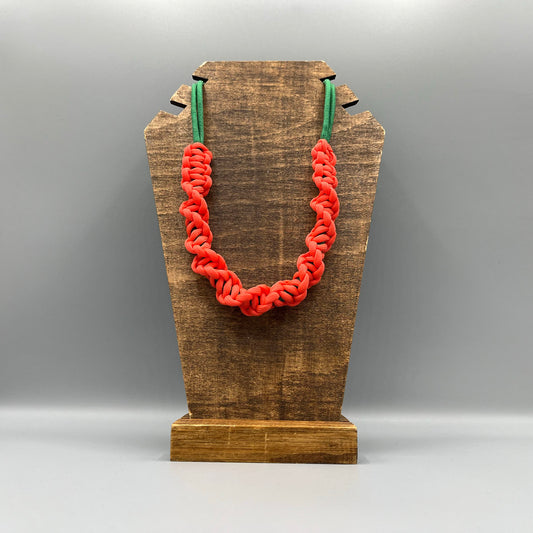 Paracord Macrame Necklace - Neon Red & Green