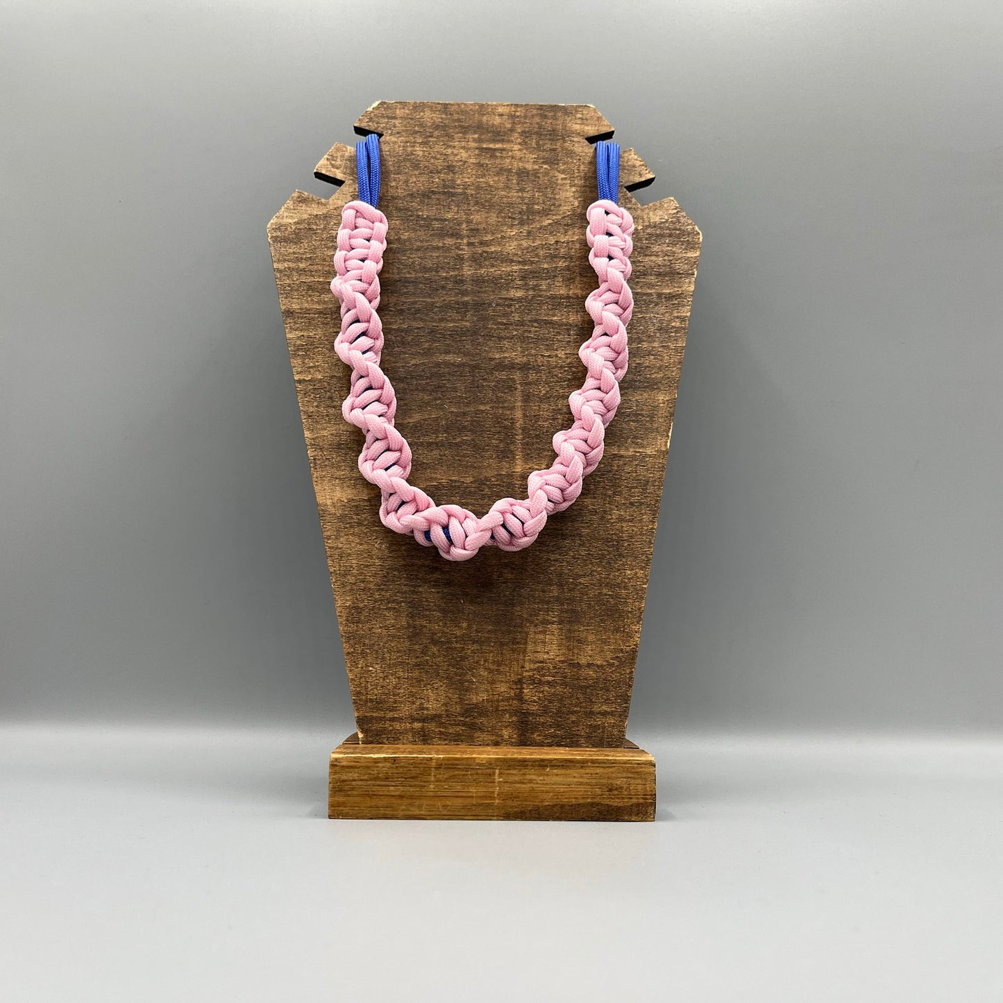 Paracord Macrame Necklace - Light Pink & Blue