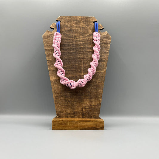 Paracord Macrame Necklace - Light Pink & Blue