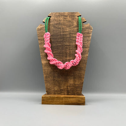 Paracord Macrame Necklace - Pink & Green