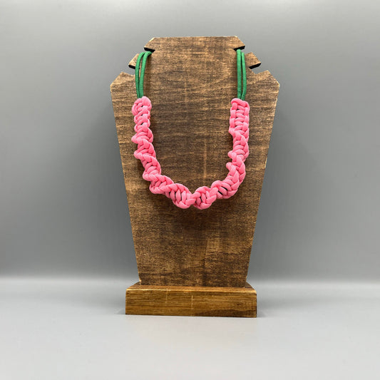 Paracord Macrame Necklace - Pink & Green