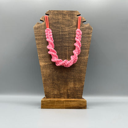 Paracord Macrame Necklace - Pink & Neon Red